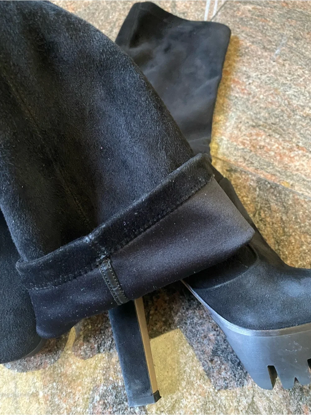 Le Silla Leather Black Over-the-Knee Platform Heel Boots